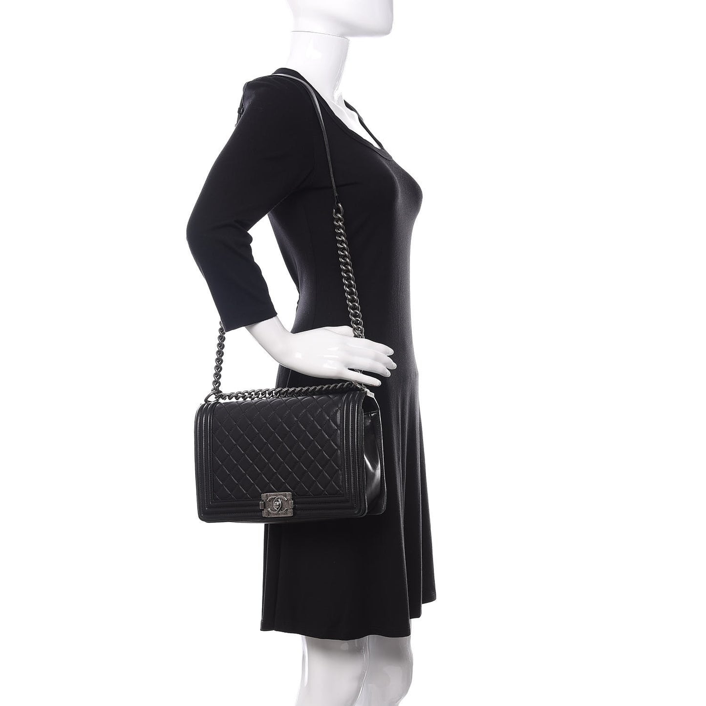 Lambskin Quilted New Medium Boy Flap Black