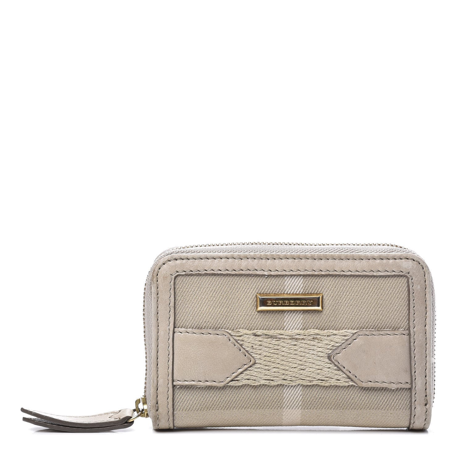 Burberry Canvas House Check Small Zip Wallet Beige 1 of 9