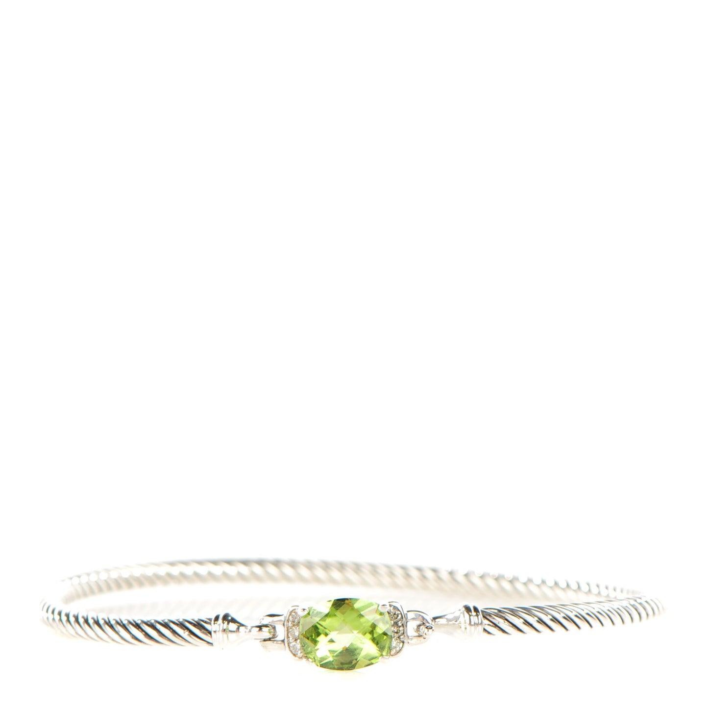 Sterling Silver Diamond Peridot 3mm Petite Wheaton Bracelet