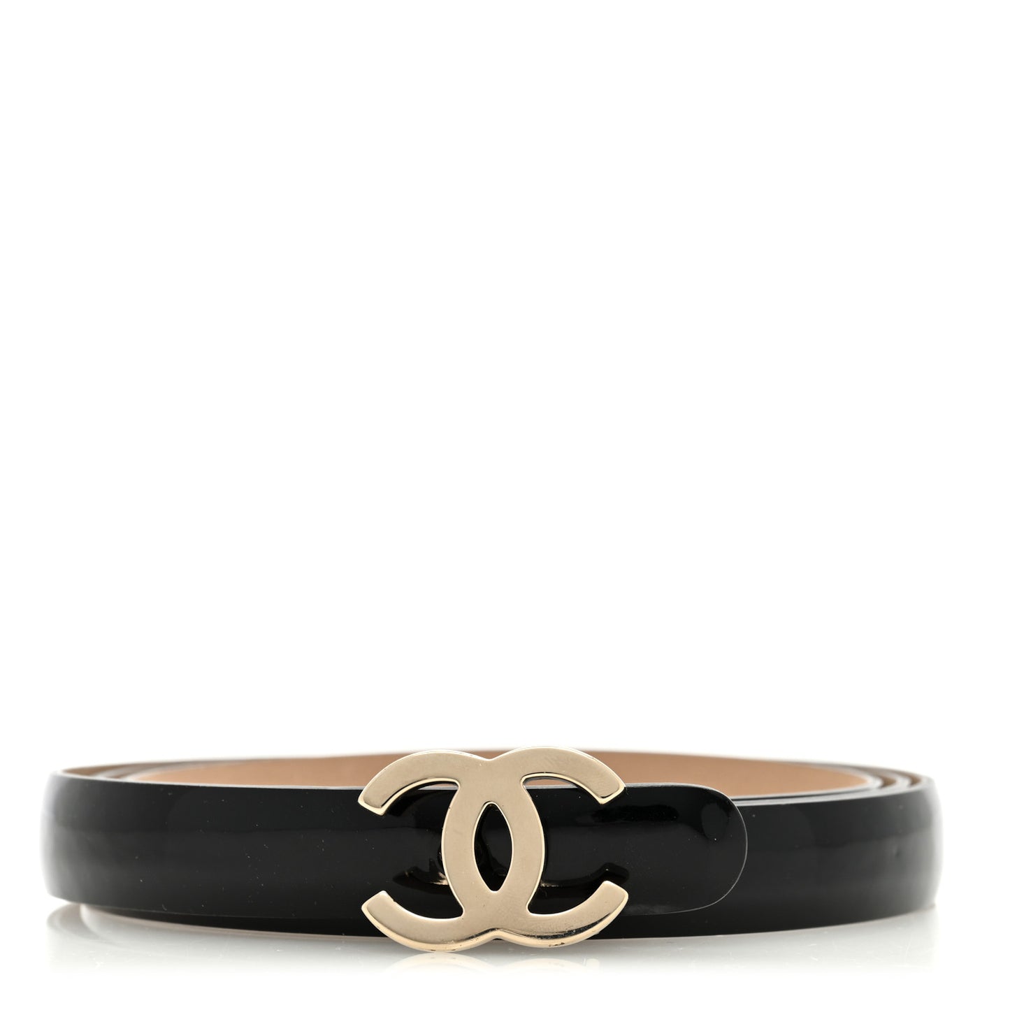 Patent CC Logo Skinny Belt 90 36 Black