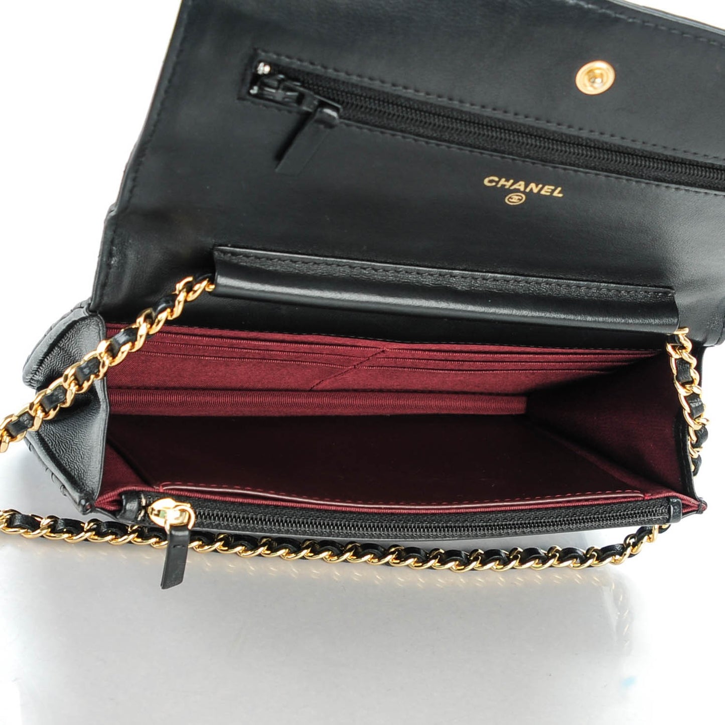 Lambskin Quilted Wallet On Chain WOC Black