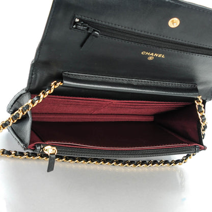 Chanel Lambskin Quilted Wallet On Chain WOC Black 5 of 8