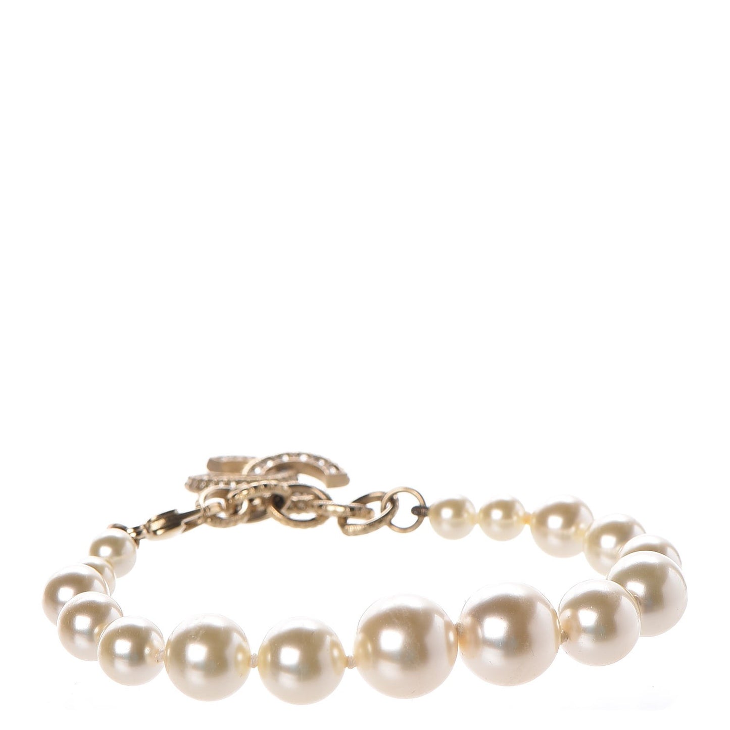 Pearl Crystal CC Bracelet Gold