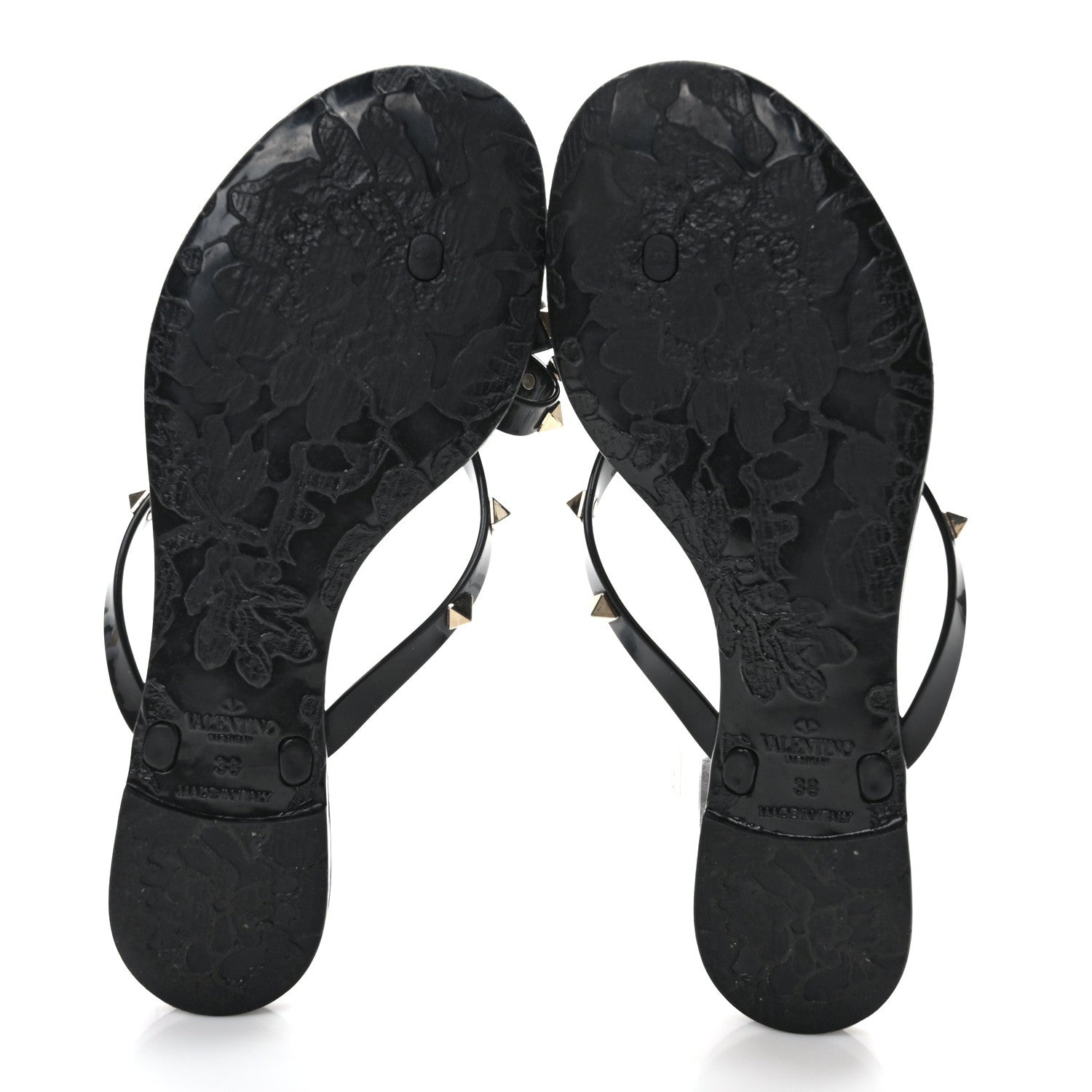 Valentino Garavani VALENTINO GARAVANI PVC Jelly Rockstud Bow Thong Sandals 38 Black 5 of 7