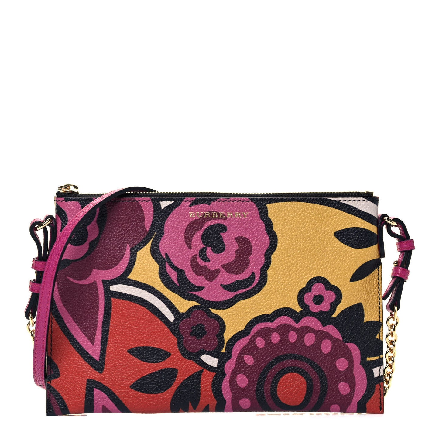 Grained Calfskin Runway Peyton Wristlet Vibrant Orange
