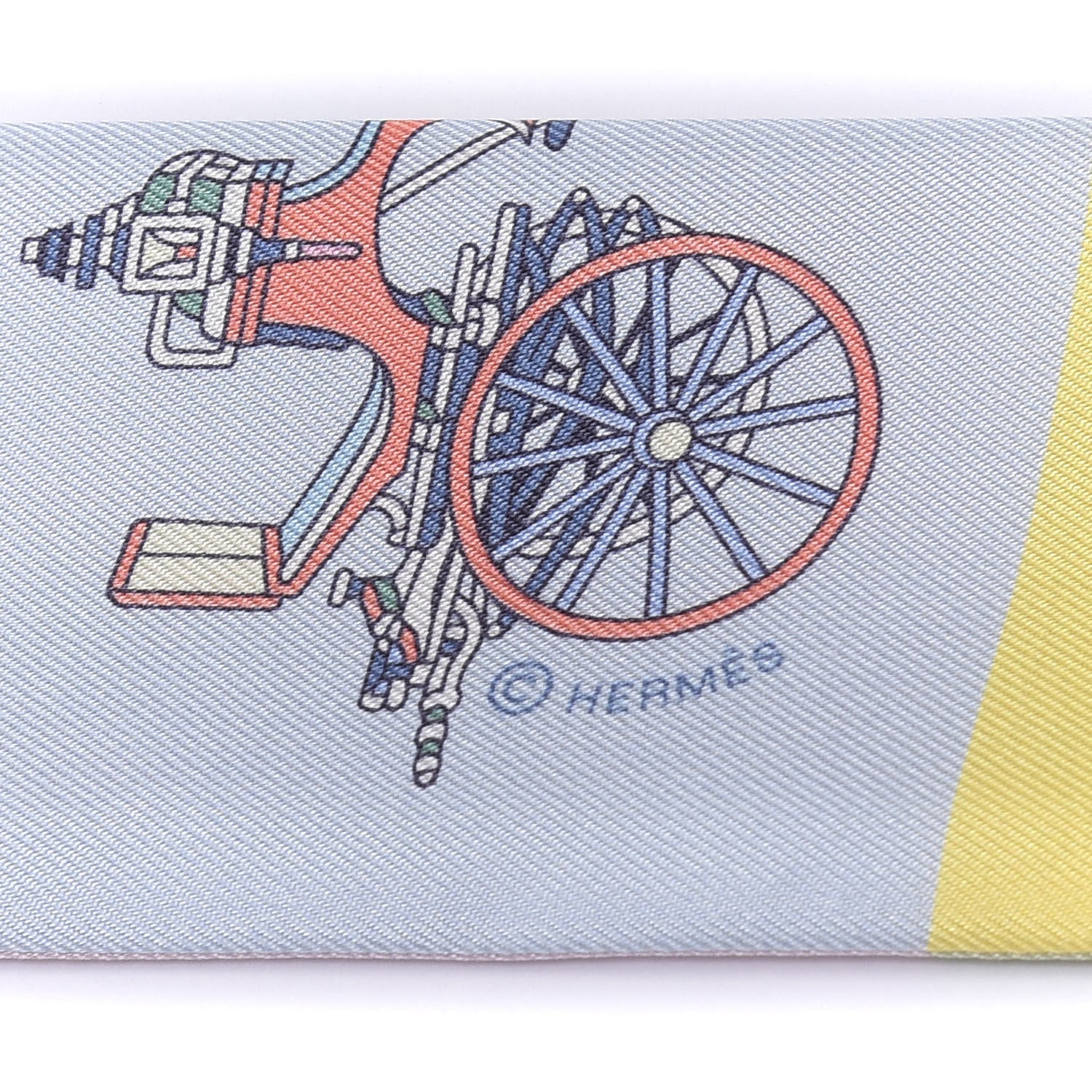 Hermes Silk Les Voitures Exquises Twilly Rose Pale Jaune Pale 4 of 4