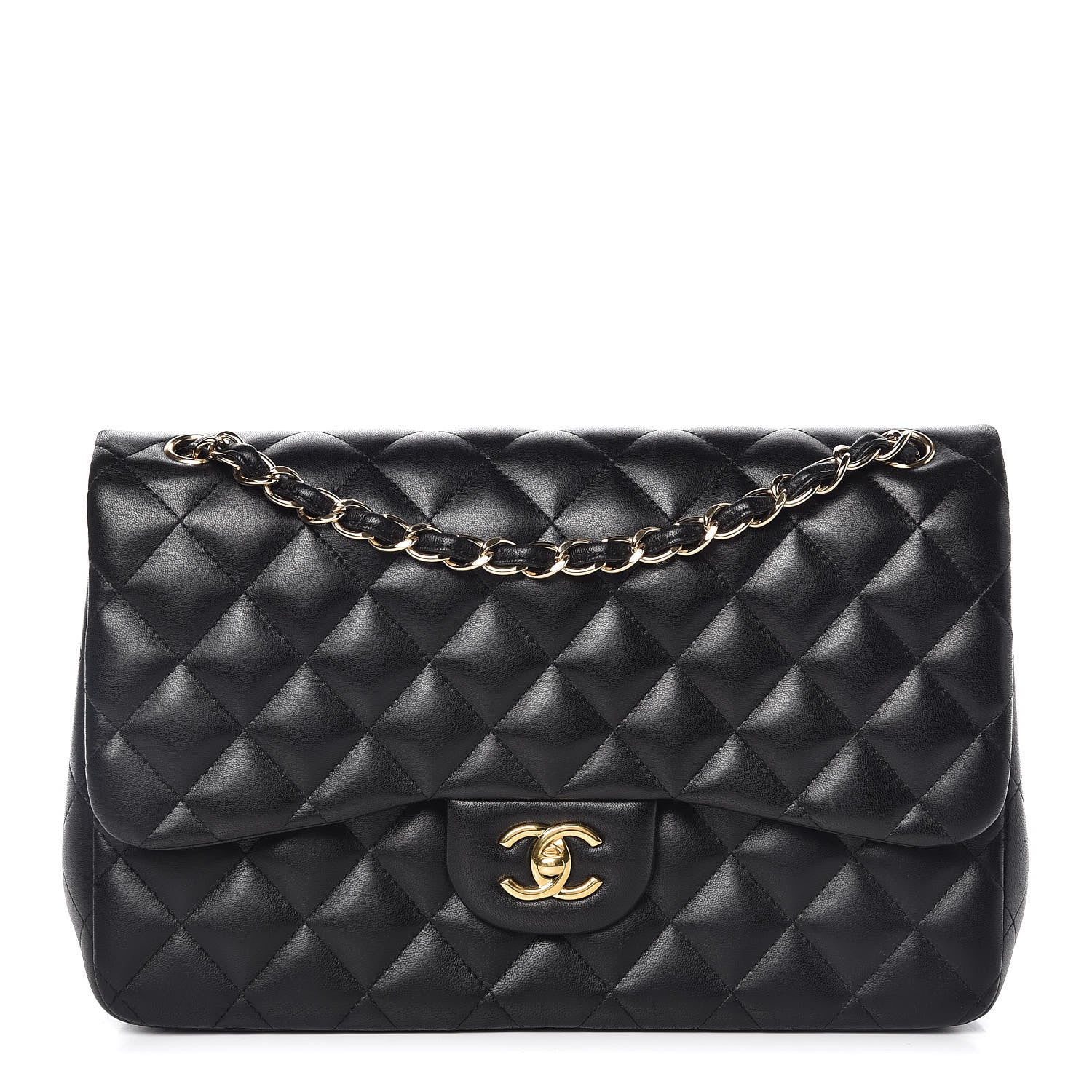 Chanel Lambskin Quilted Jumbo Double Flap Black 1 of 11