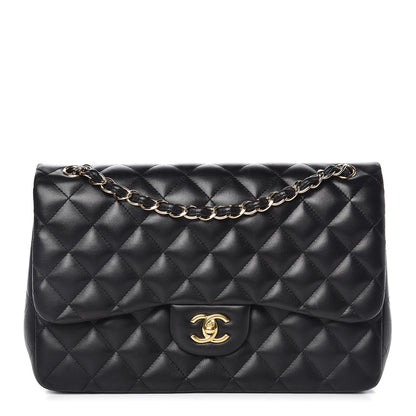 Chanel Lambskin Quilted Jumbo Double Flap Black 1 of 11