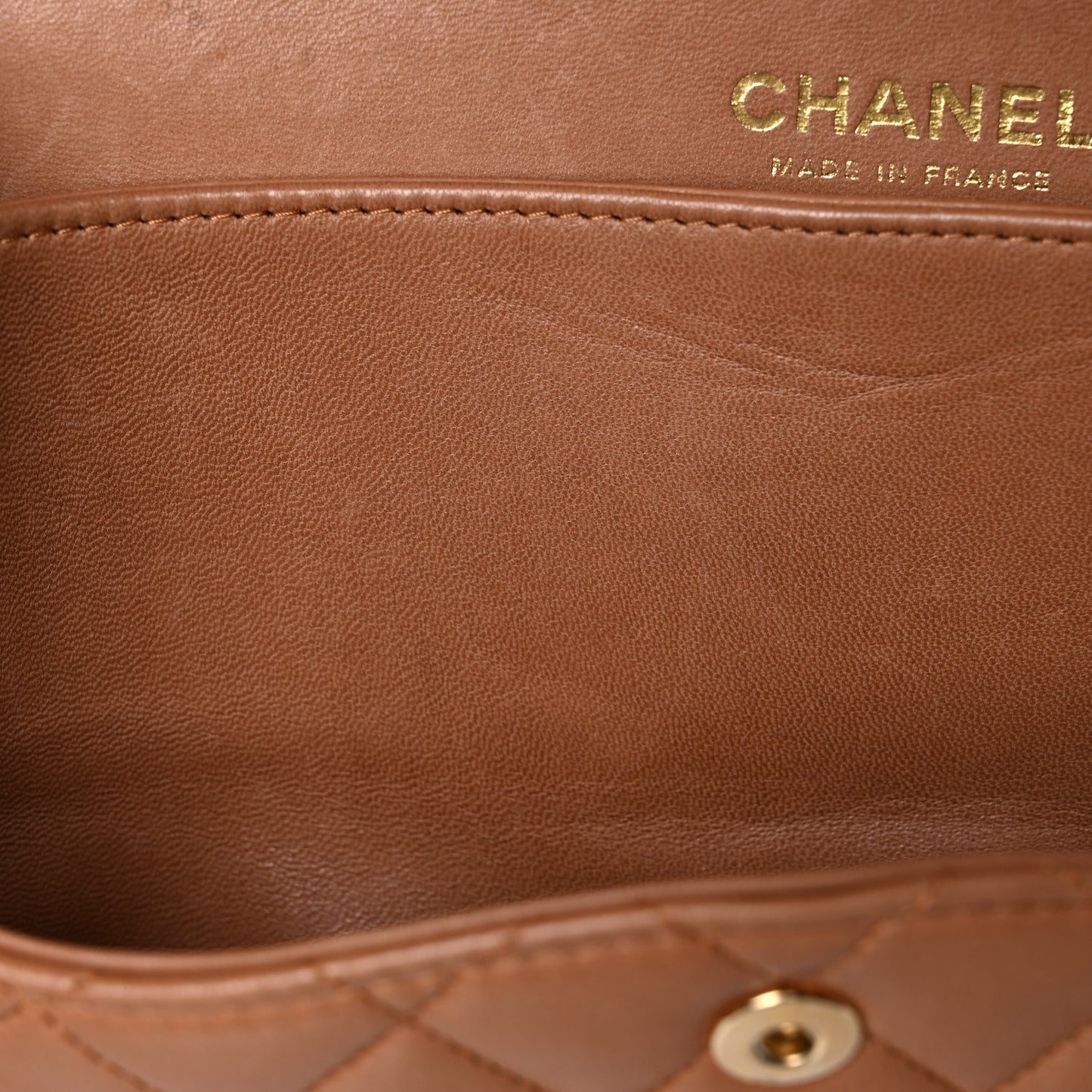 Lambskin Quilted Medium Double Flap Brown
