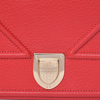 Christian Dior Grained Calfskin Diorama Wallet on Chain Pouch Red 10 of 10