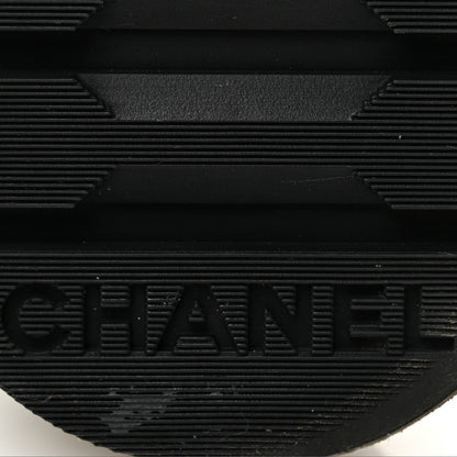 Chanel Shiny Calfskin Quilted Lace Up Combat Boots 37.5 Black 7 of 10