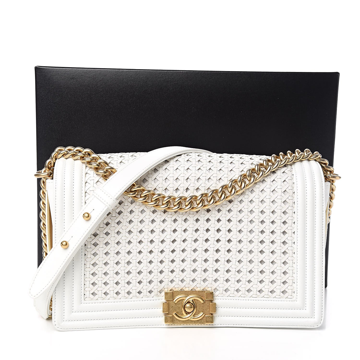 Chanel Sheepskin Braided New Medium Boy Reverso Flap White 16 of 16