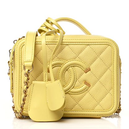 Chanel Caviar Quilted Small CC Filigree Vanity Case Yellow 1 of 10