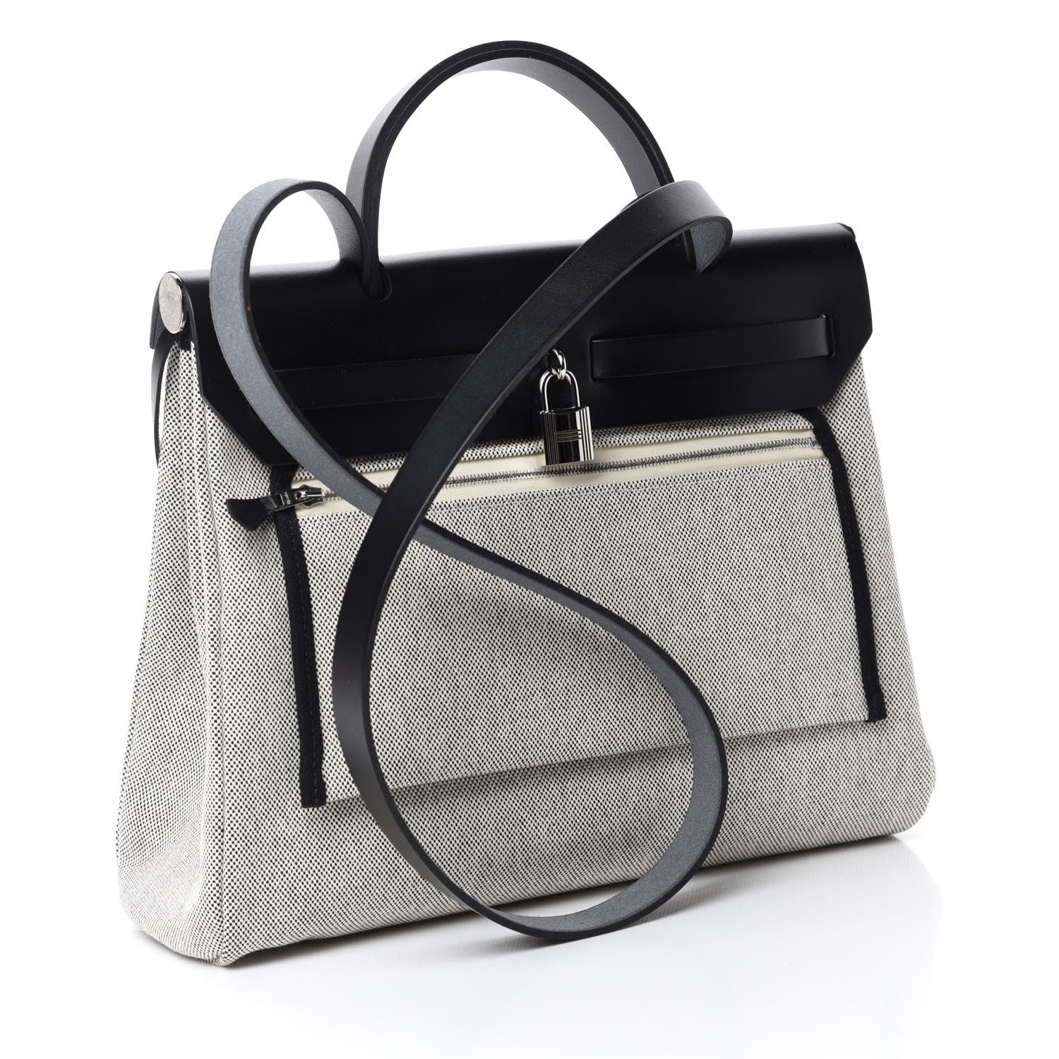 Hermes Vache Hunter Toile H Pegase Pop Herbag Zip Retourne 31 PM Bleu Indigo Ecru Black 4 of 11