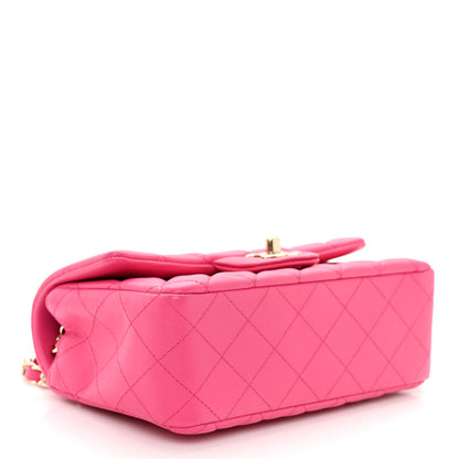 Chanel Lambskin Quilted Mini Rectangular Flap Dark Pink 4 of 11