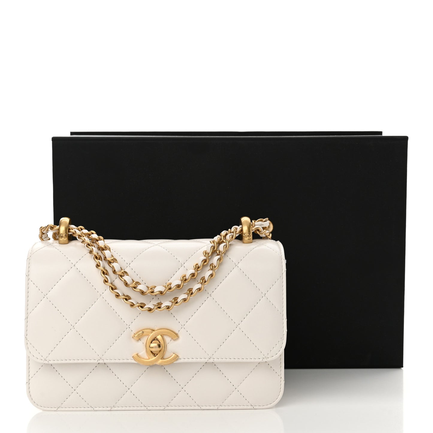 Calfskin Quilted Mini Perfect Fit Flap White