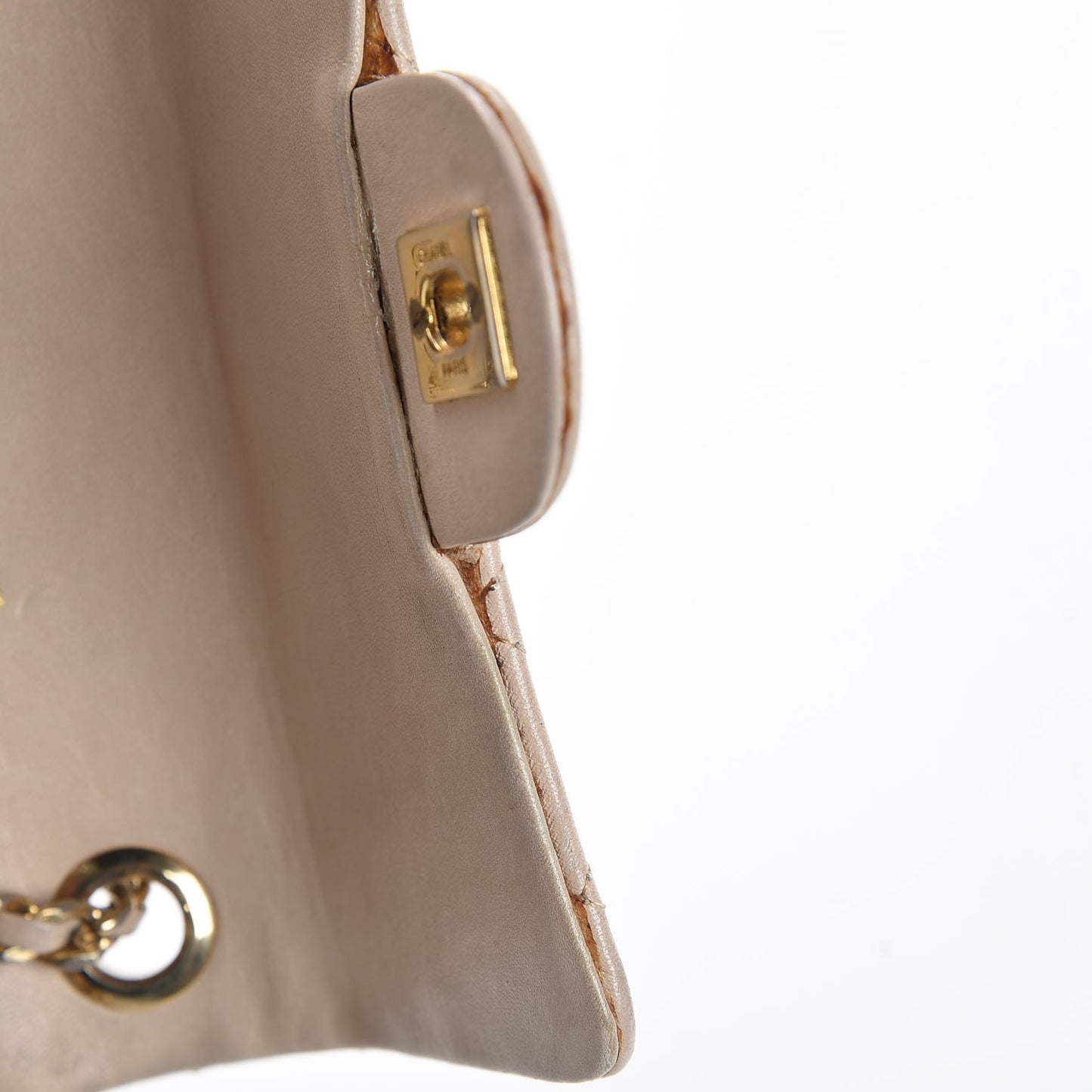 Lambskin Quilted Mini Rectangular Flap Beige