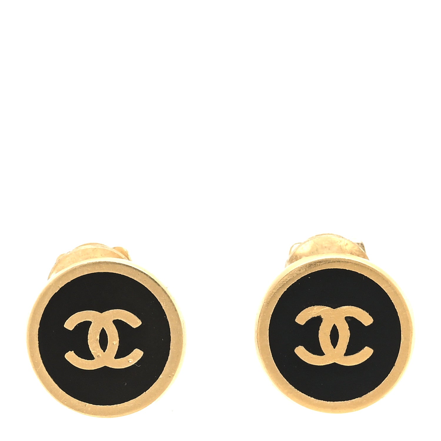 Chanel CC Clip On Earrings Black Gold 1 of 4