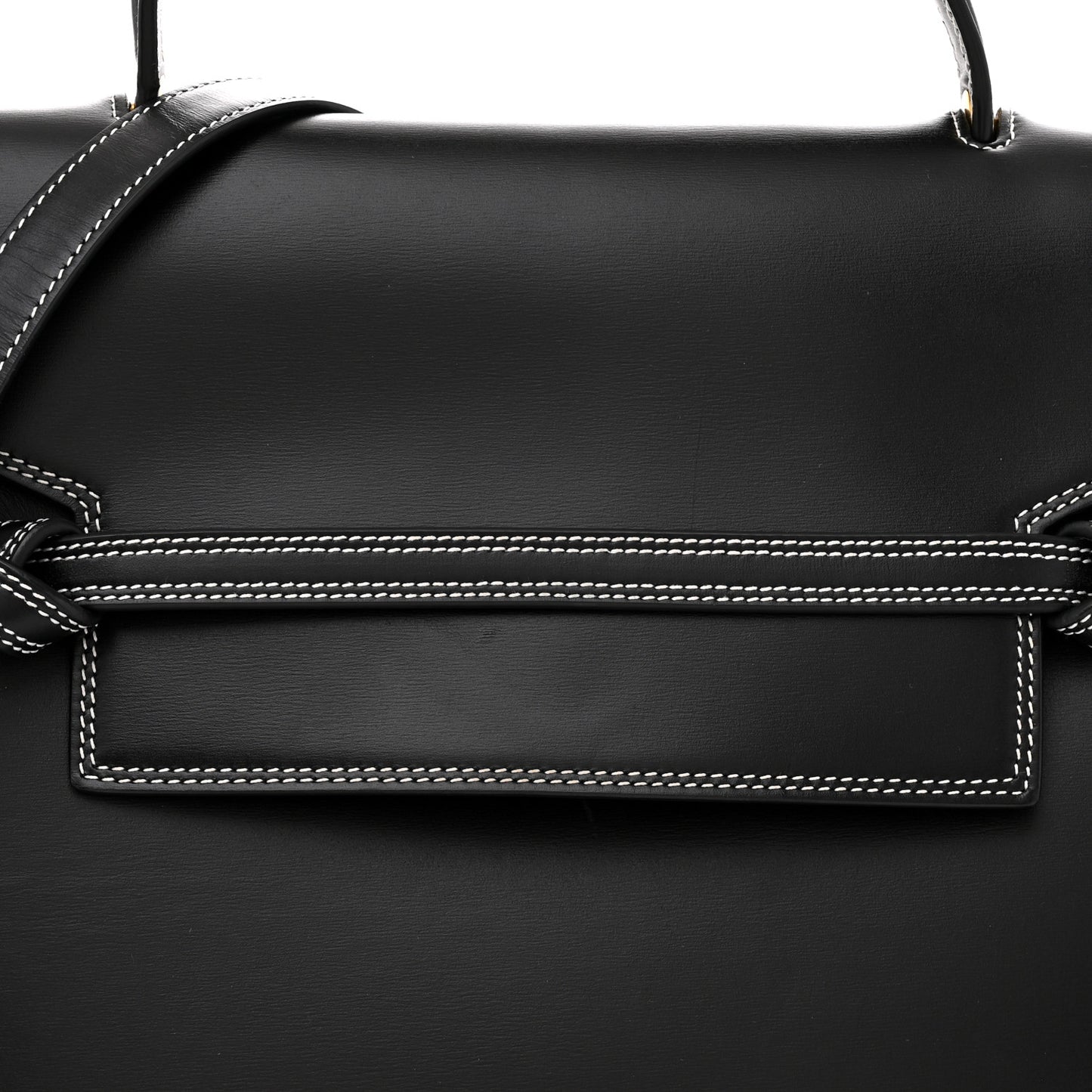 Smooth Calfskin Double Stitching Mini Belt Bag Black