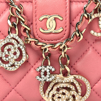 Chanel Lambskin Quilted Valentine Charms Mini Phone Holder Crossbody Pink 10 of 12