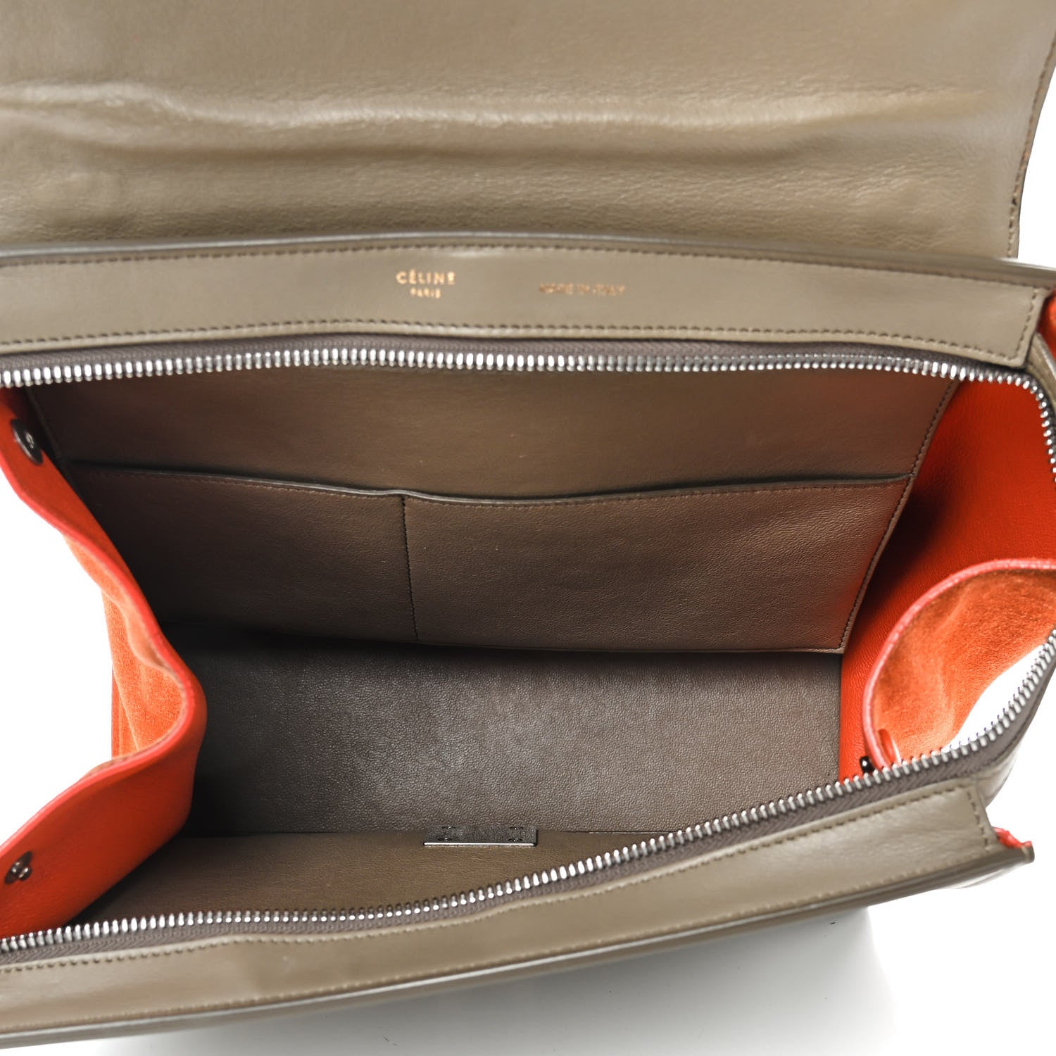 Celine Smooth Calfskin Suede Small Tri-Color Trapeze Orange 8 of 21