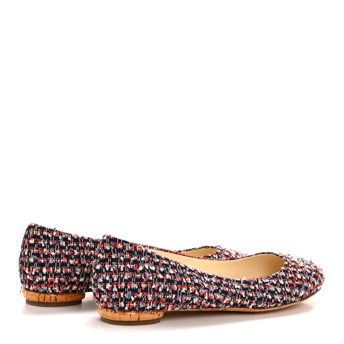 Tweed Crystal CC Ballerina Flats 40 Multicolor