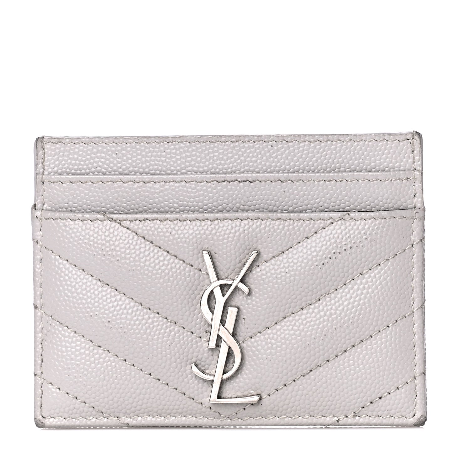 Grain De Poudre Matelasse Chevron Monogram Credit Card Case Granite