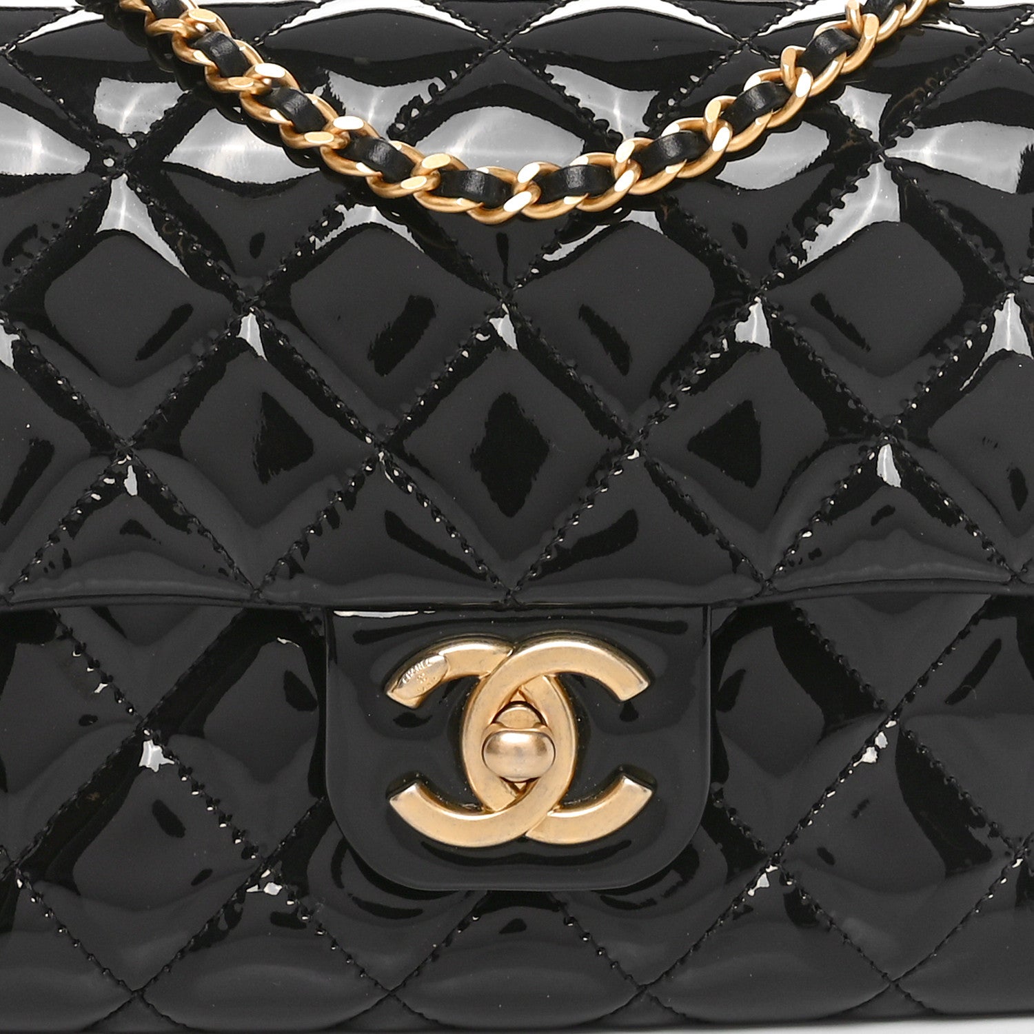 Chanel Patent Enamel Quilted Small Coco Hearts Square Flap Black 8 of 10
