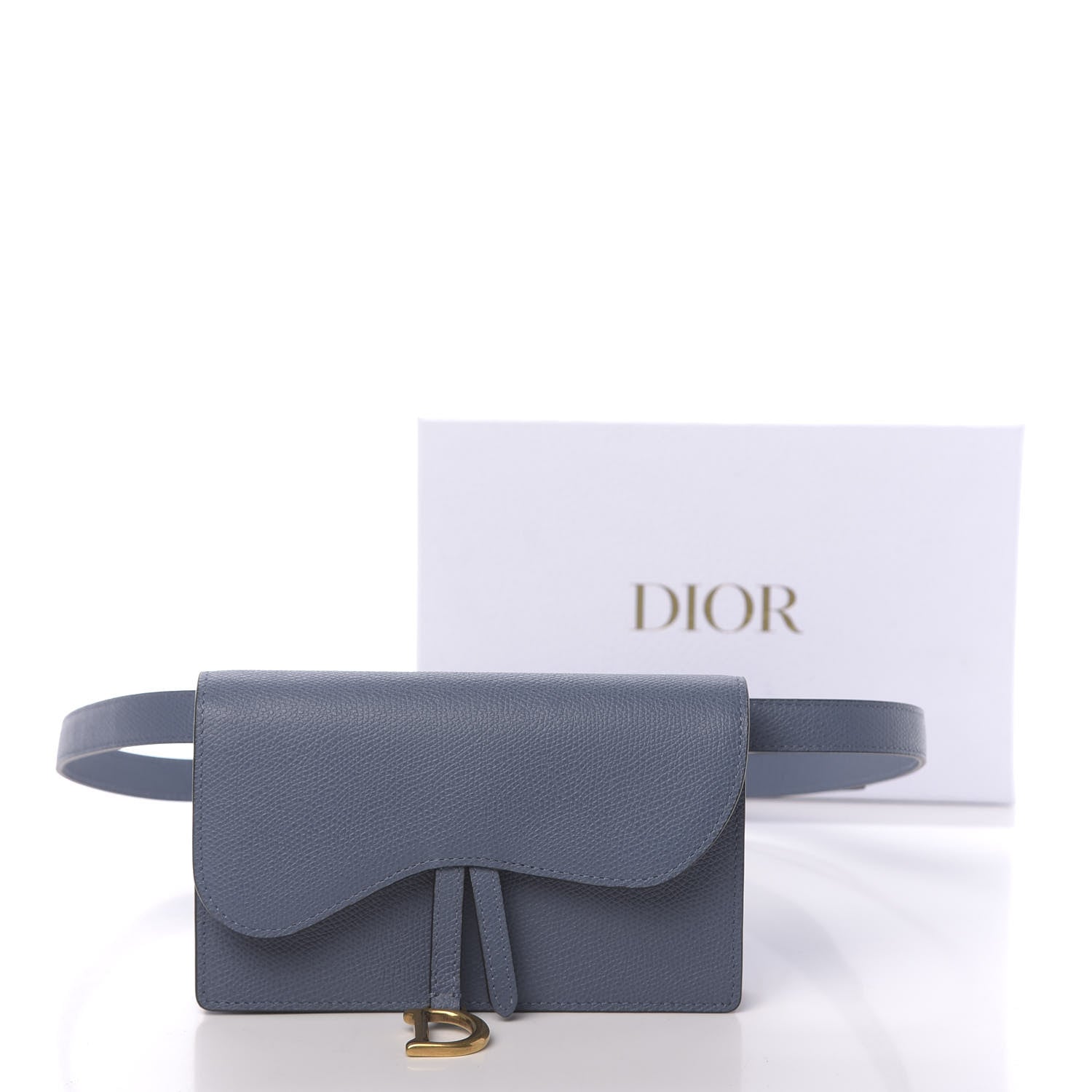 Christian Dior Grained Calfskin Saddle Belt Clutch Denim Blue 11 of 11