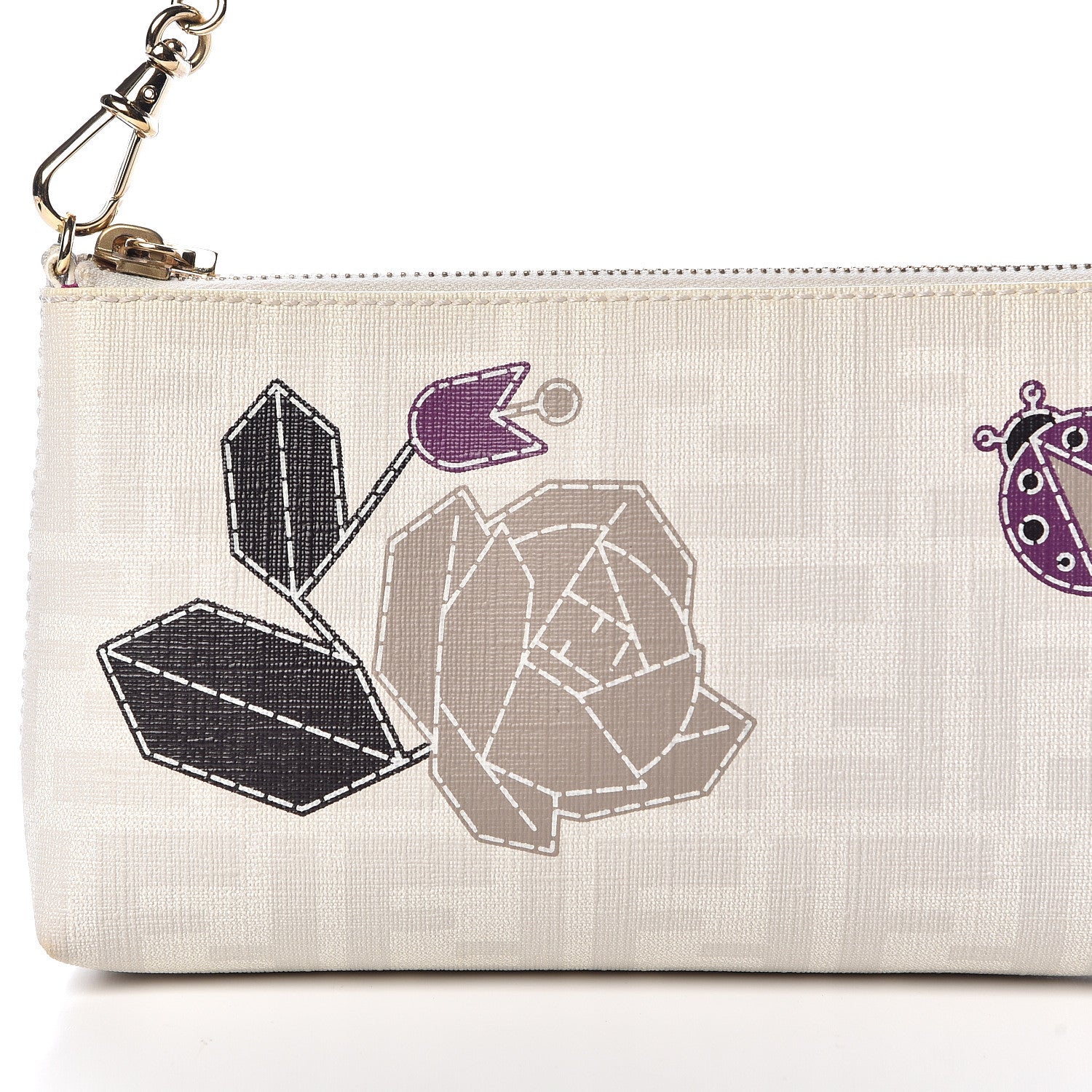 Fendi Zucca Spalmati Rose Ladybug Pochette White 11 of 11