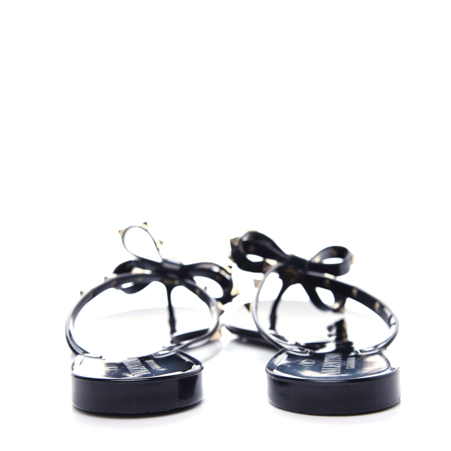 PVC Jelly Glitter Rockstud Bow Thong Sandals 41 Black