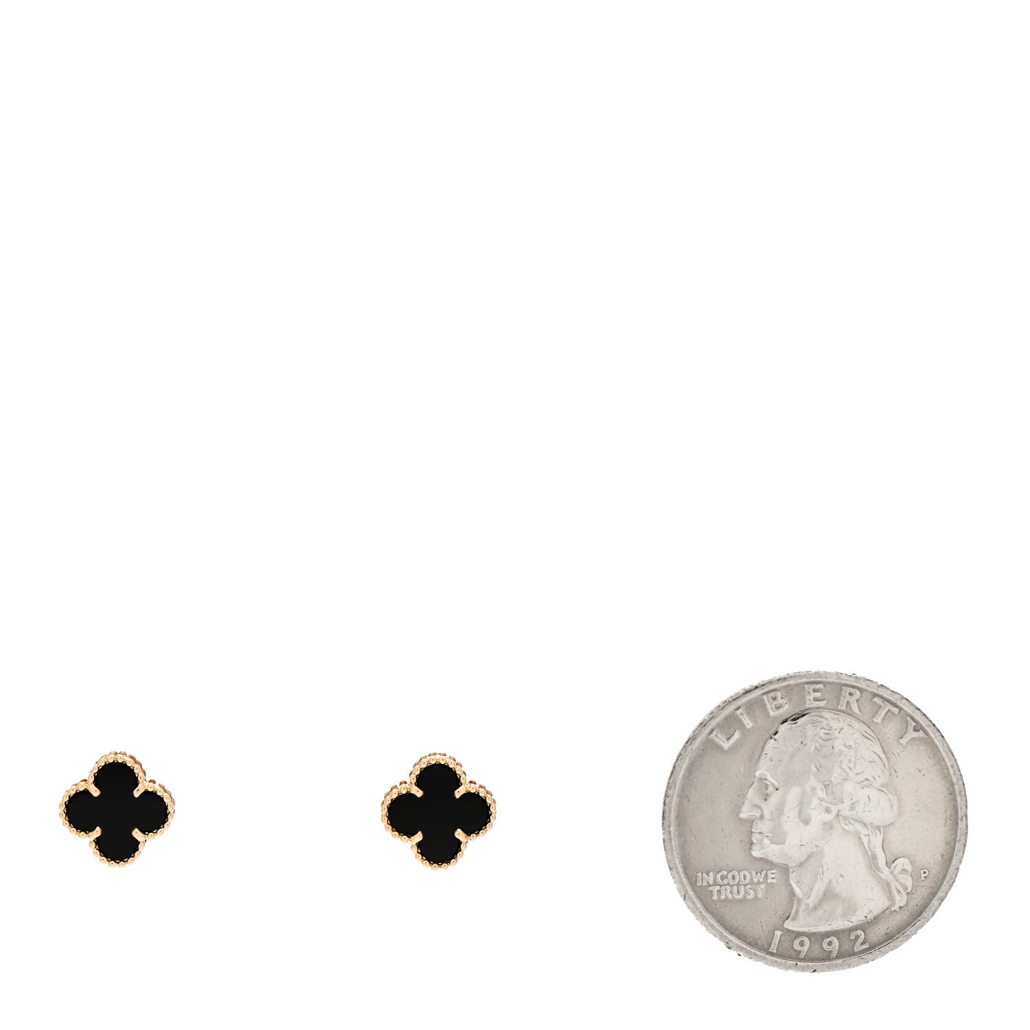 Van Cleef & Arpels 18K Yellow Gold Black Onyx Sweet Alhambra Earrings 2 of 4