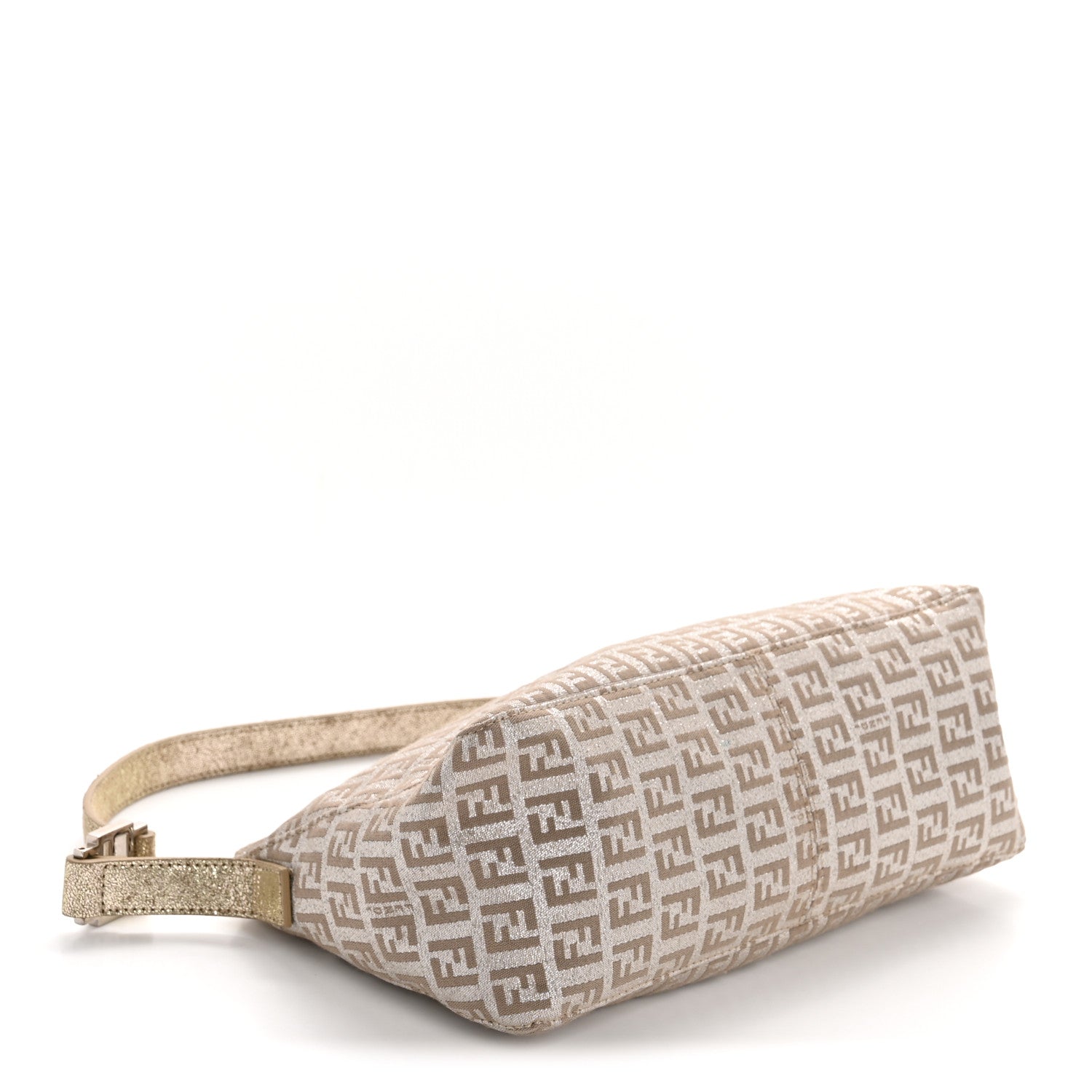 Fendi Metallic Jacquard Zucchino Vitello Pochette Cipria Argento