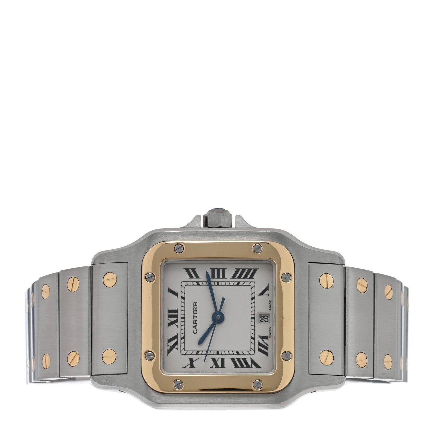 Stainless Steel 18K Yellow Gold 29mm Santos De Cartier Galbee Quartz Watch
