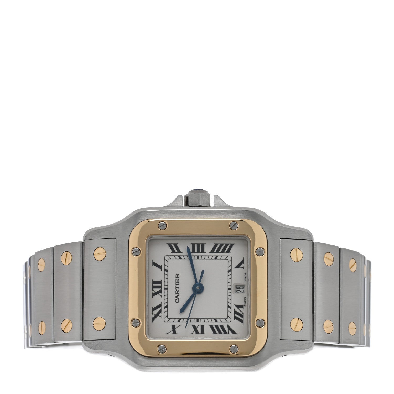 Cartier Stainless Steel 18K Yellow Gold 29mm Santos De Cartier Galbee Quartz Watch 2 of 4