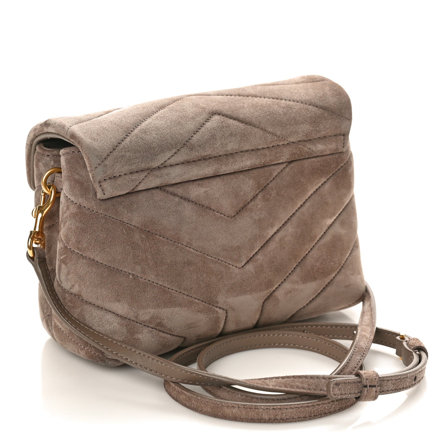 Suede Toy Loulou Shoulder Bag Taupe