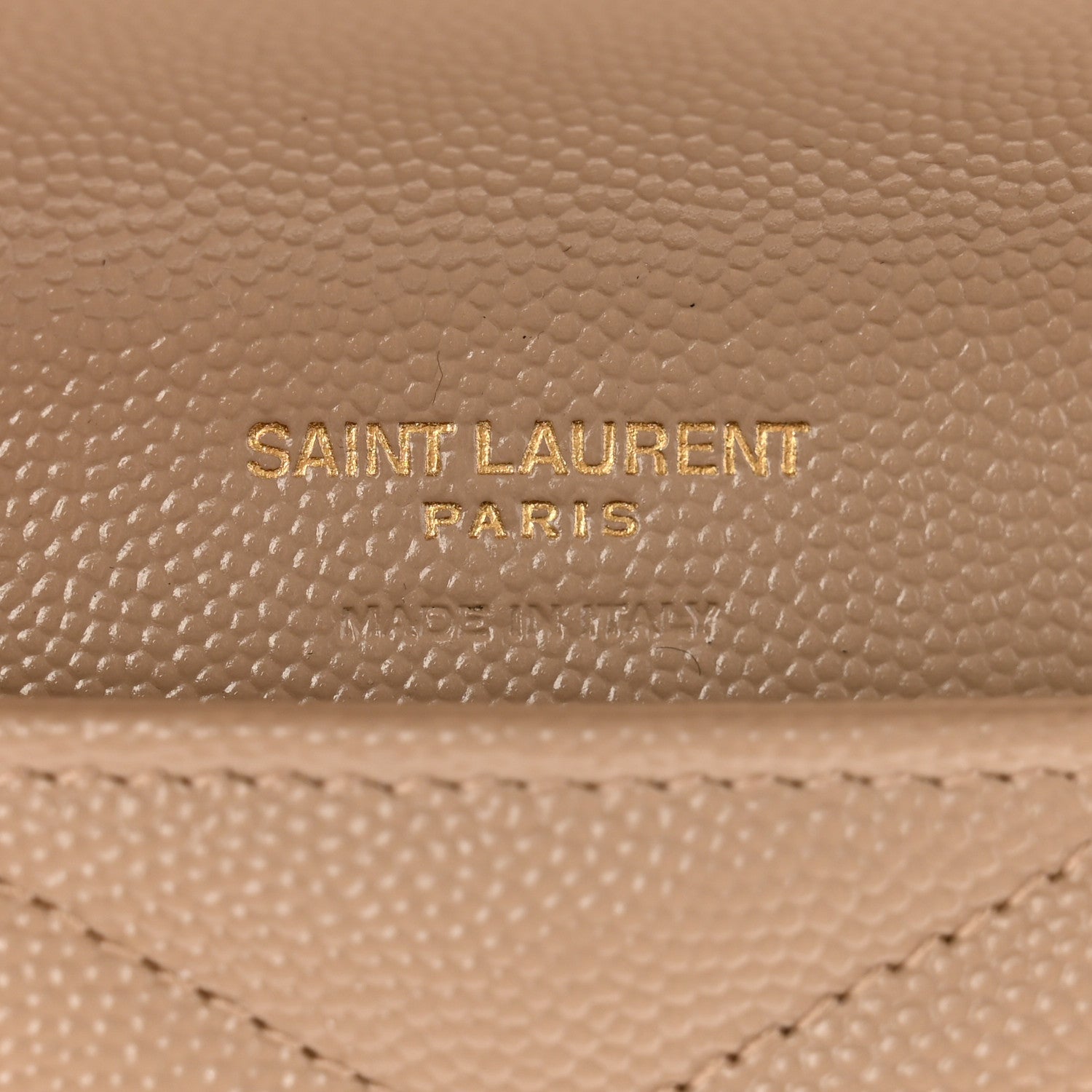 Saint Laurent Grain De Poudre Matelasse Chevron Monogram Envelope Clutch Dark Beige 6 of 8