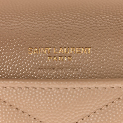 Saint Laurent Grain De Poudre Matelasse Chevron Monogram Envelope Clutch Dark Beige 6 of 8