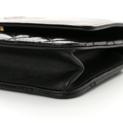 Chanel Shiny Aged Calfskin Quilted CC Wallet On Chain WOC Black 11 of 12
