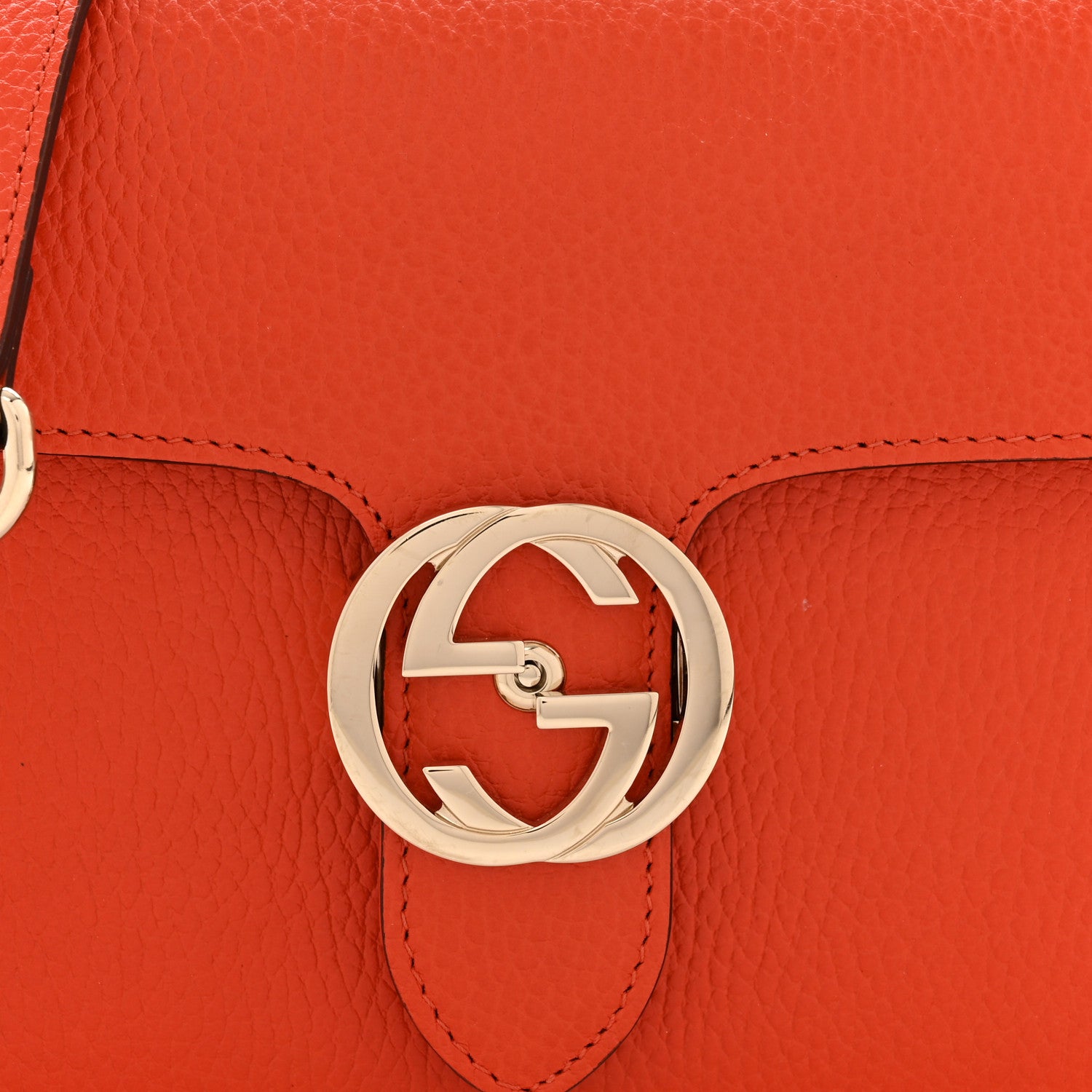Gucci Dollar Calfskin Small Interlocking G Shoulder Bag Sun Orange 8 of 10