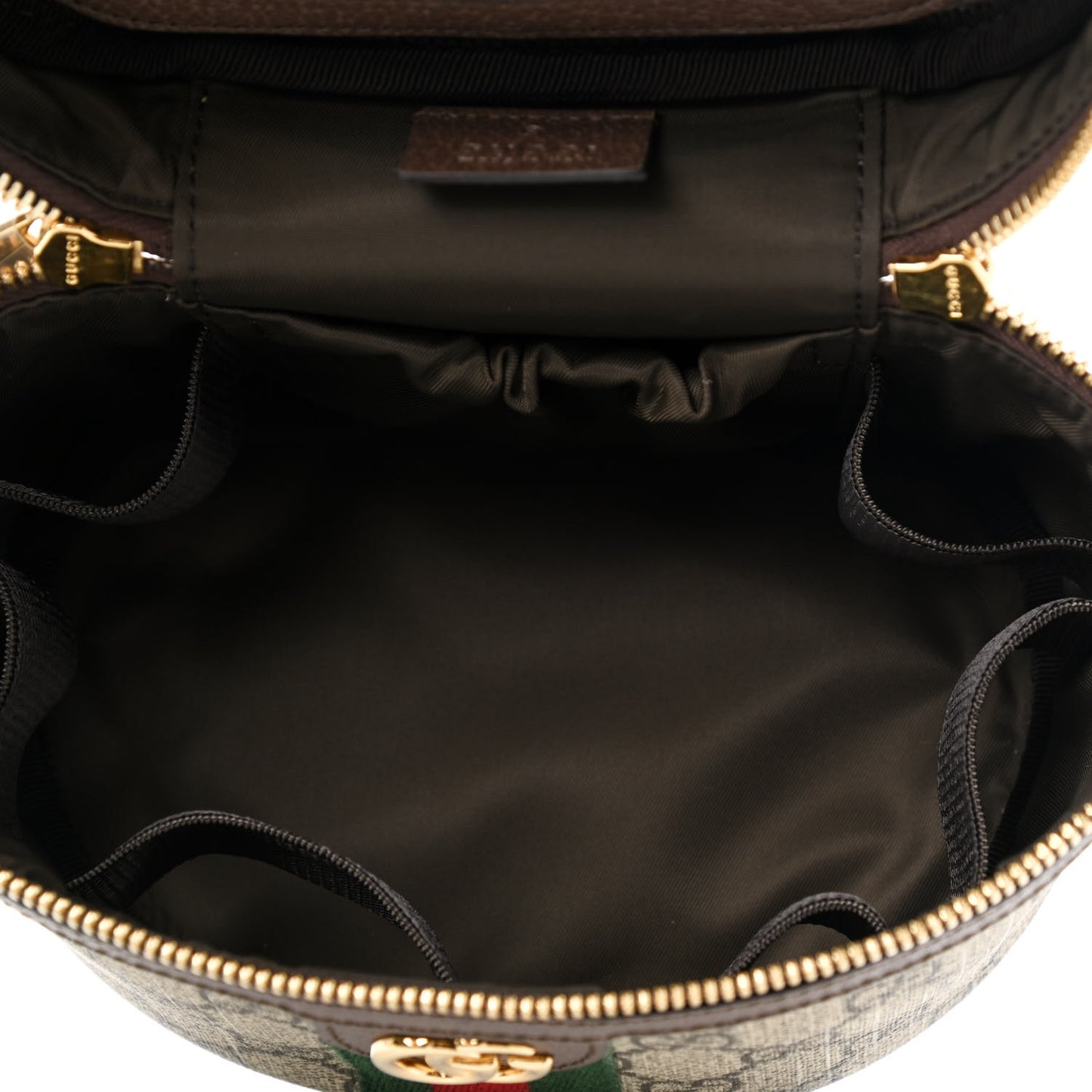 GG Supreme Monogram Textured Calfskin Web Ophidia Vanity Cosmetic Case Beige Ebony New Acero