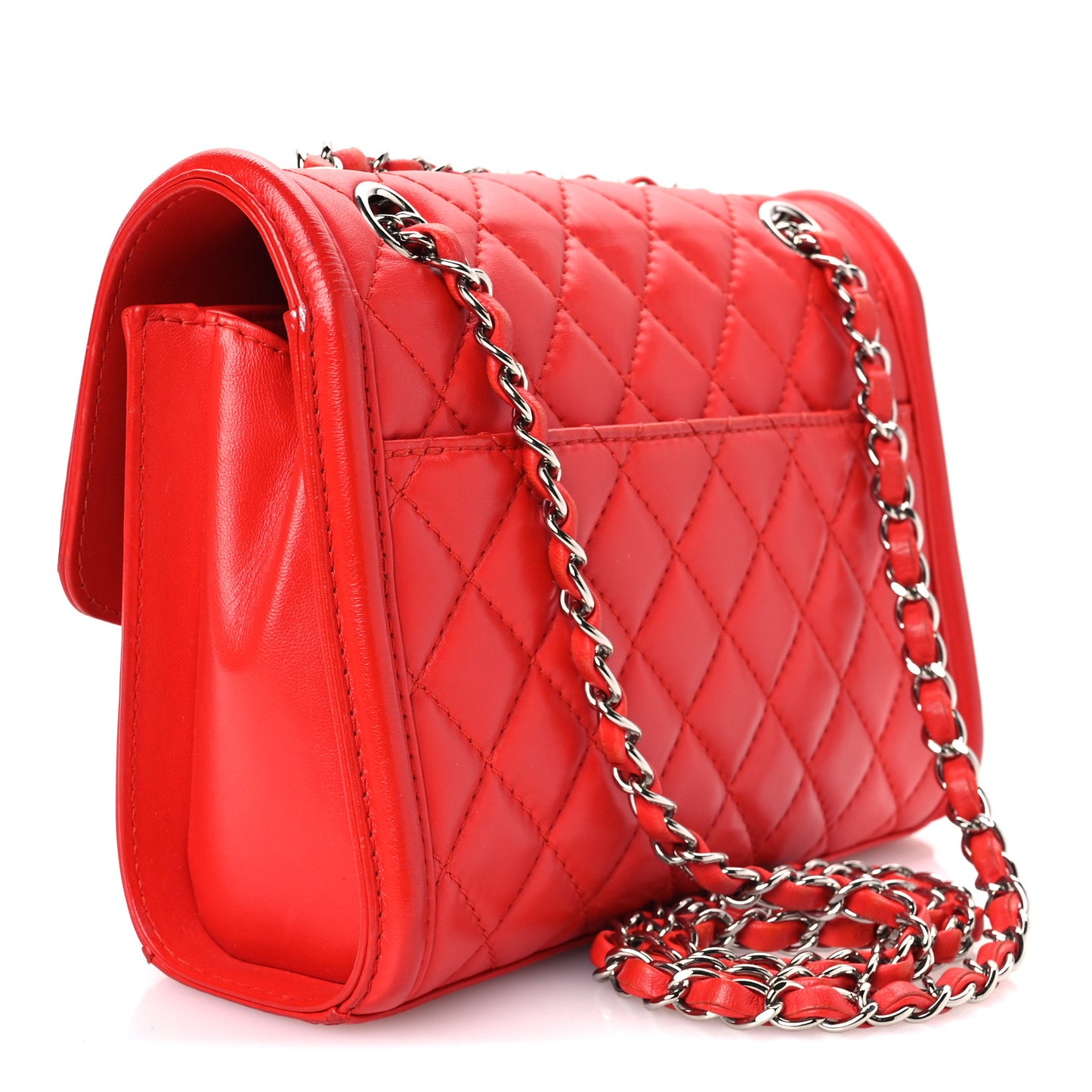 Lambskin Quilted Small Geometric Flap Red