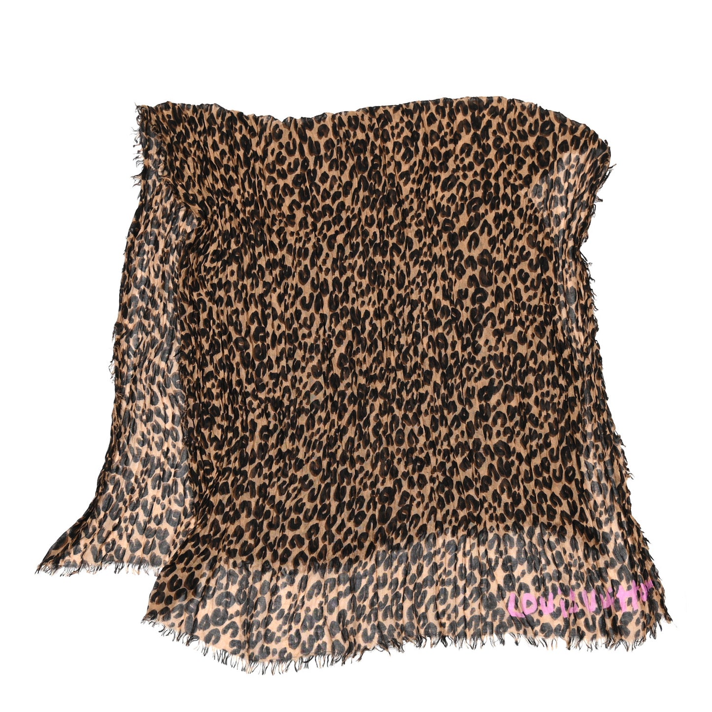 Cashmere Silk Leopard Etole Stole Marron