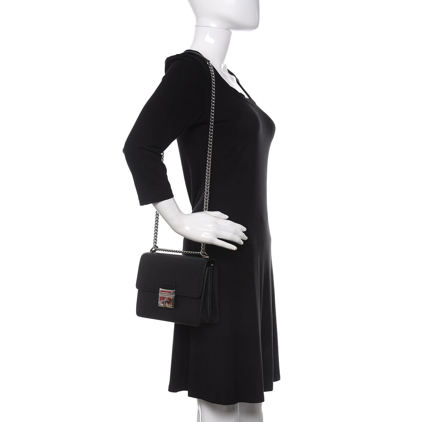 Grained Calfskin Rosalia Shoulder Bag Black