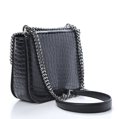 Stella McCartney Embossed Crocodile Effect Medium Falabella Box Shoulder Bag Black 2 of 9
