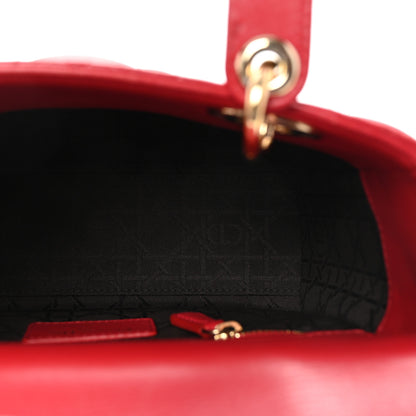 Christian Dior Lambskin Cannage Small Lucky Badges My Lady Dior Red 5 of 9