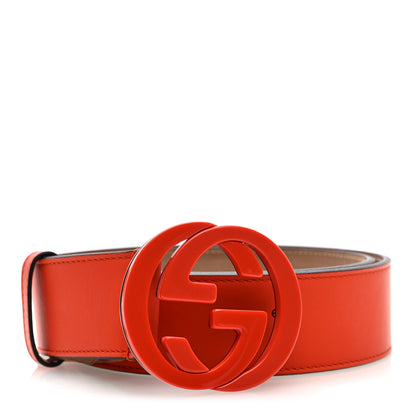 Gucci Nubuck Interlocking G Belt 85 34 Deep Orange 1 of 4