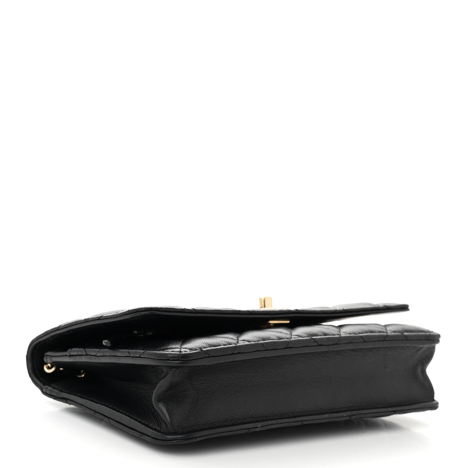 Chanel Lambskin Enamel Quilted Pearl Crush Wallet On Chain WOC Black 4 of 12