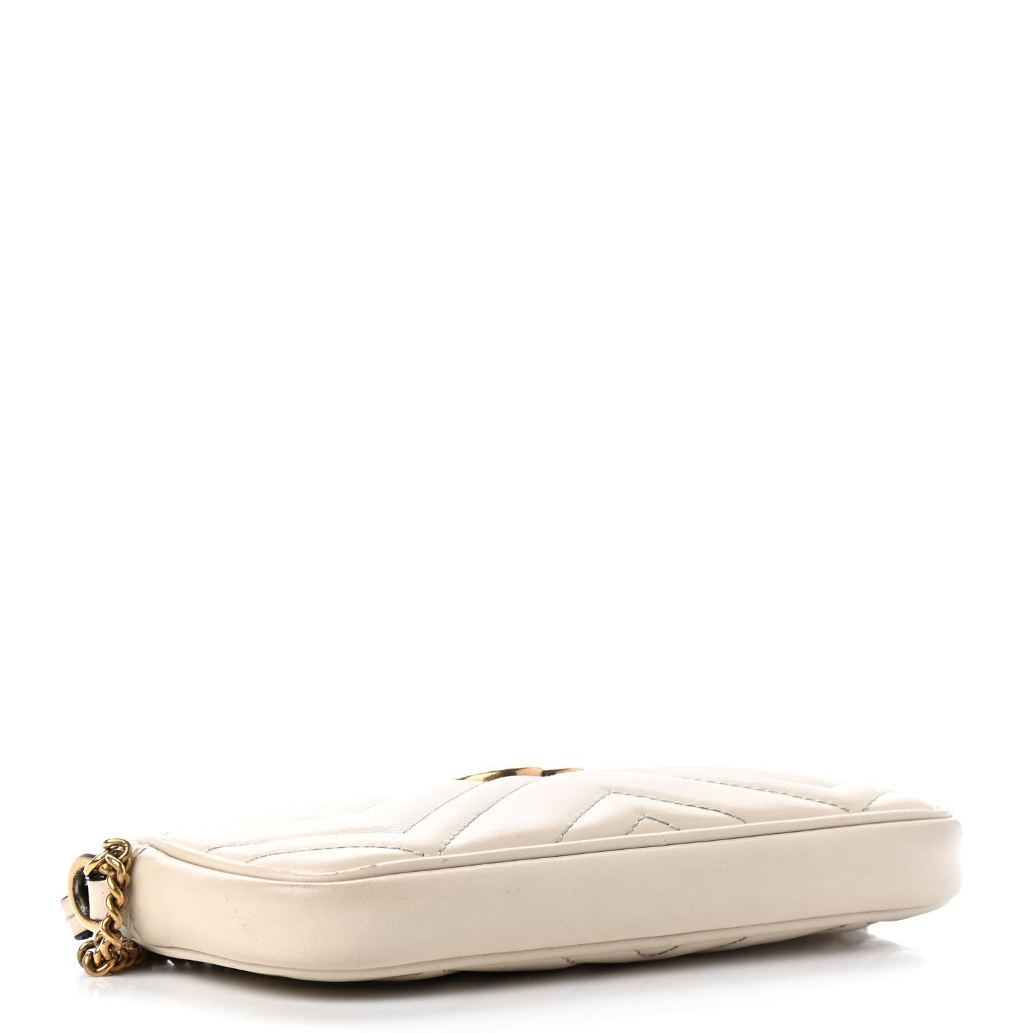 Gucci Calfskin Matelasse Mini GG Marmont Chain Crossbody Bag White 4 of 10