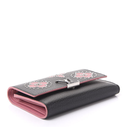 Louis Vuitton Taurillon Capucines Compact Flower Wallet Black 3 of 10